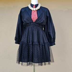 PrettyLittleThing Tulle Polka Dot Mini Dress Size 12